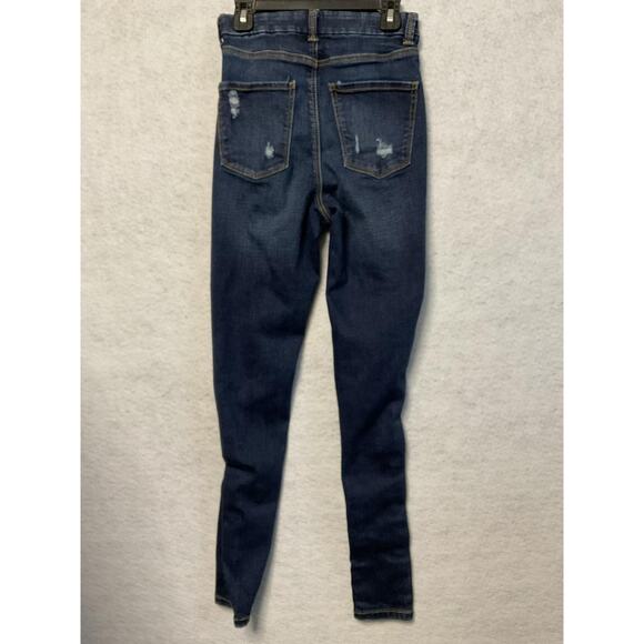 No Boundaries Jeans Juniors 1 Blue Super High Rise Distressed Skinny Stretch - Picture 10 of 10